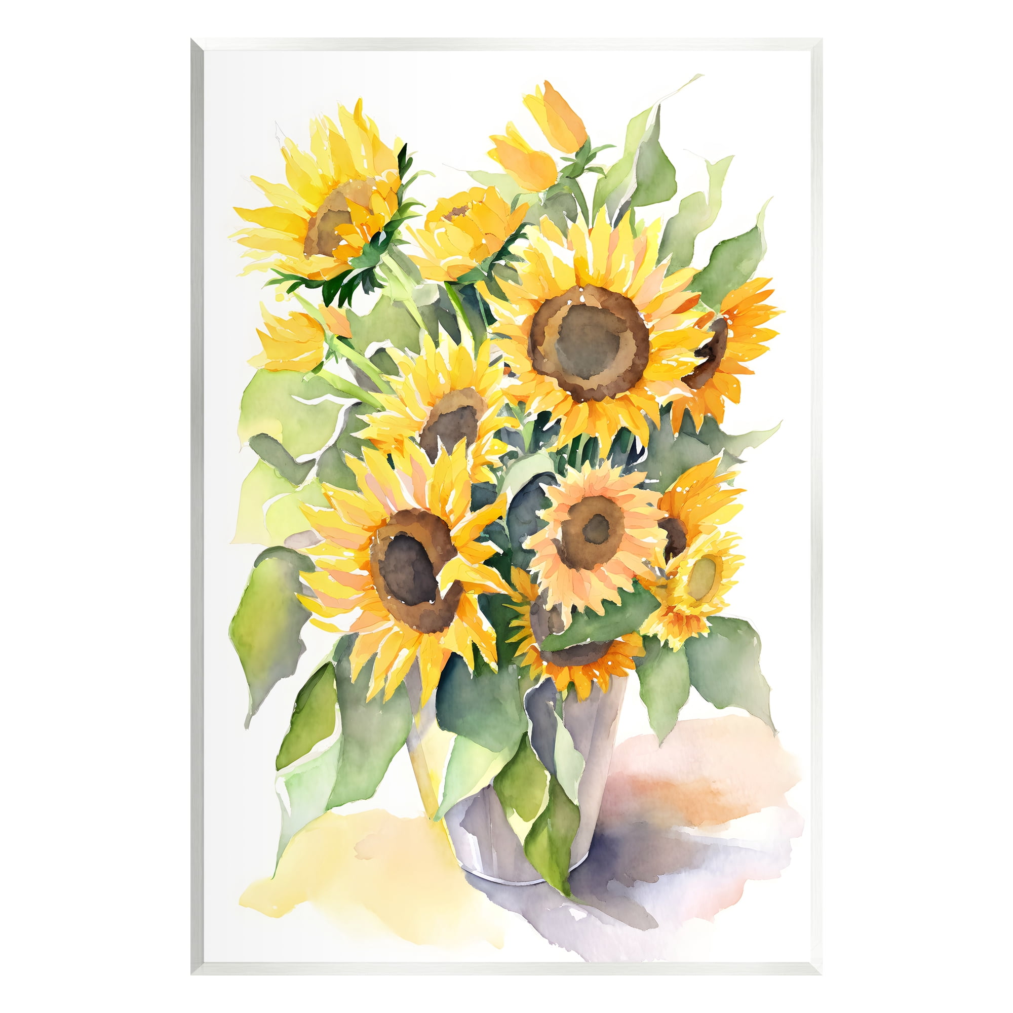 Stupell Industries Modern Sunflowers on White Botanical & Floral Painting Unframed Art Print Wall Art, 13 x 19