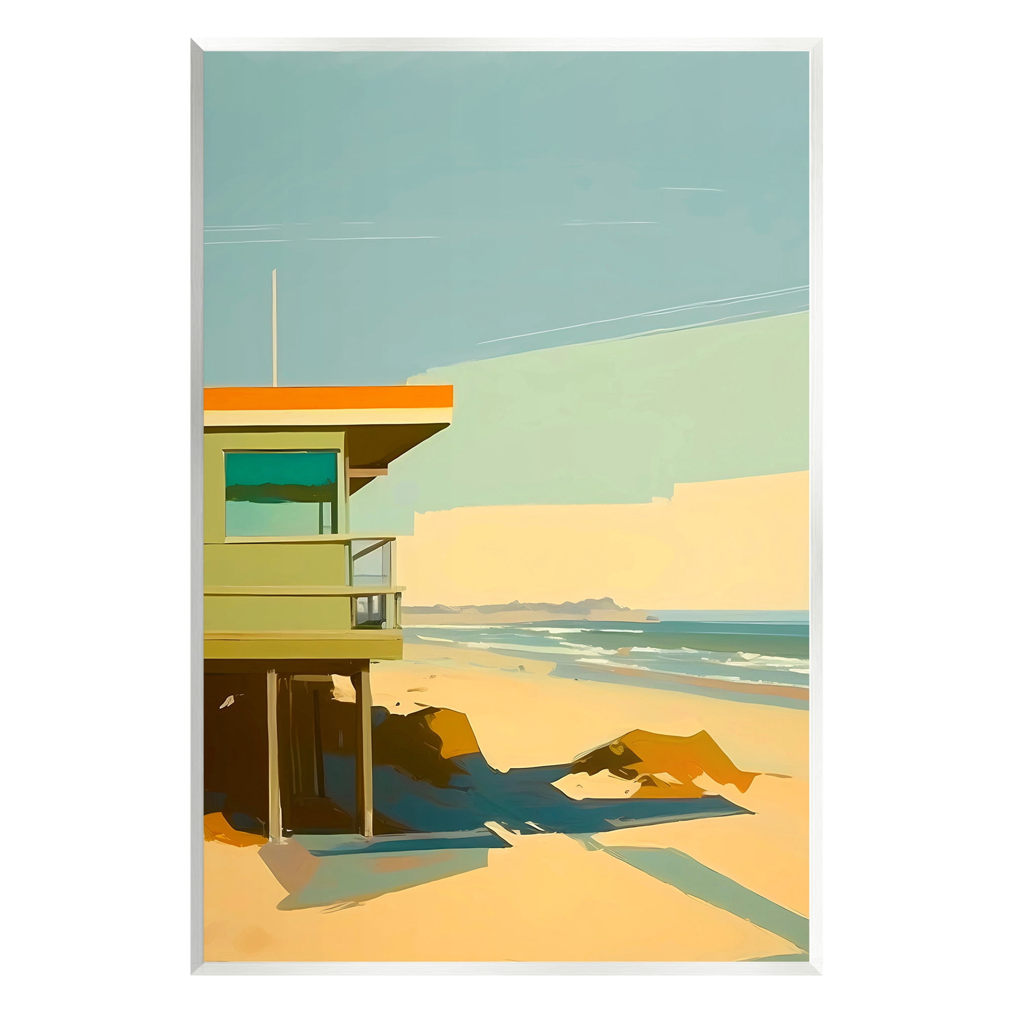 Stupell Industries Modern Sunlit Beach Hut Landscape Painting Unframed Art Print Wall Art, 10 x 15