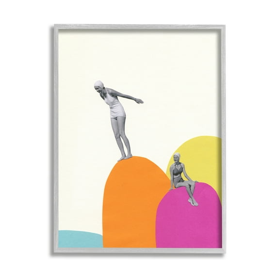 Stupell Industries Modern Swimmers Diving Glacier Scenery Collage Framed Wall Art, 16 x 20, Design by Cassia Beck