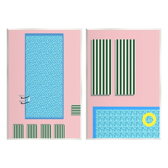 Stupell Industries Modern Swimming Pool Nature Painting Unframed Art Print Wall Art, 10 x 15, Set of 2