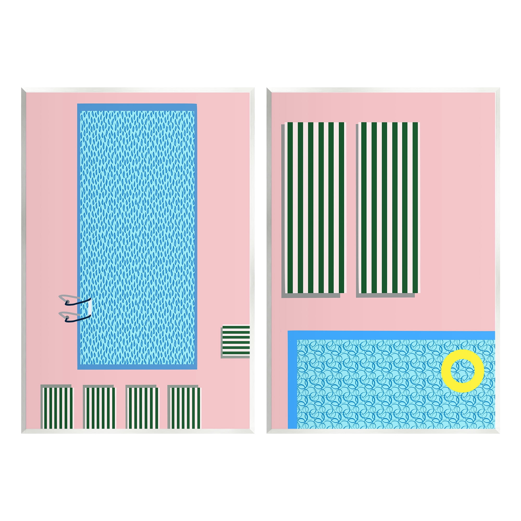 Stupell Industries Modern Swimming Pool Nature Painting Unframed Art Print Wall Art, 13 x 19, Set of 2