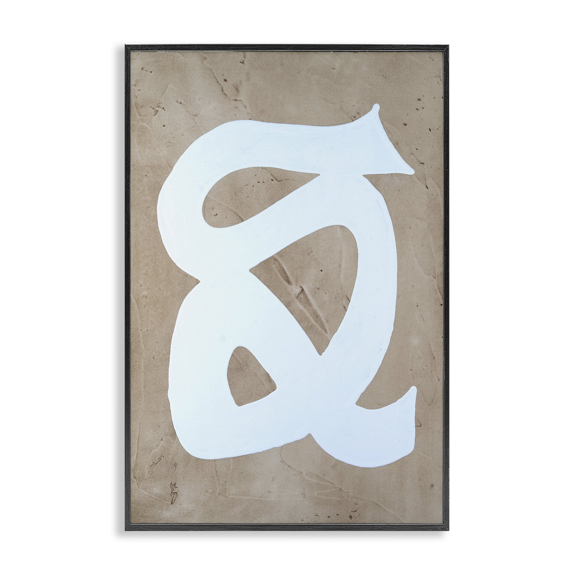 Stupell Industries Modern Swirl on Beige Abstract Painting Black Framed Art Print Wall Art, 20 x 30