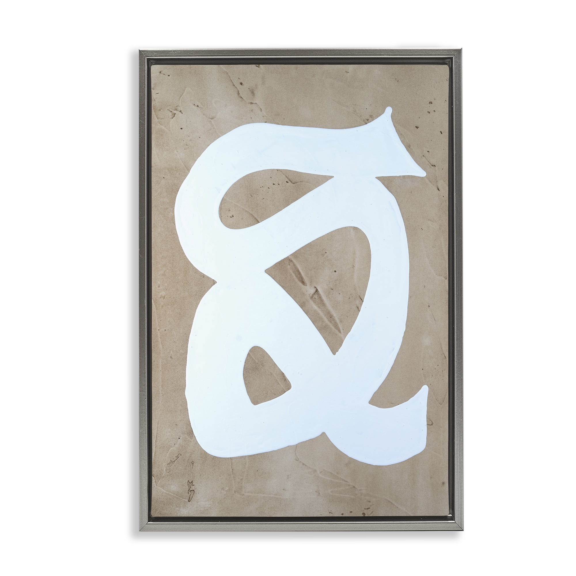 Stupell Industries Modern Swirl on Beige Abstract Painting Gray Floater Framed Canvas Art Print Wall Art, 21 x 31