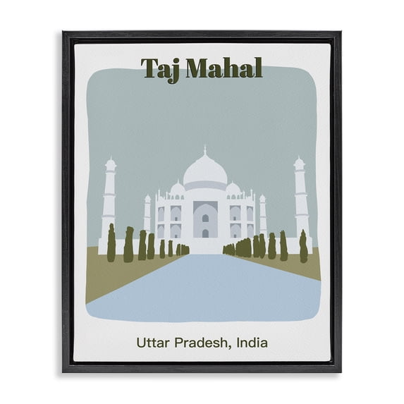 Stupell Industries Modern Taj Mahal Architecture Black Floating Frame Canvas Art, 17 x 21, by Regina Moore