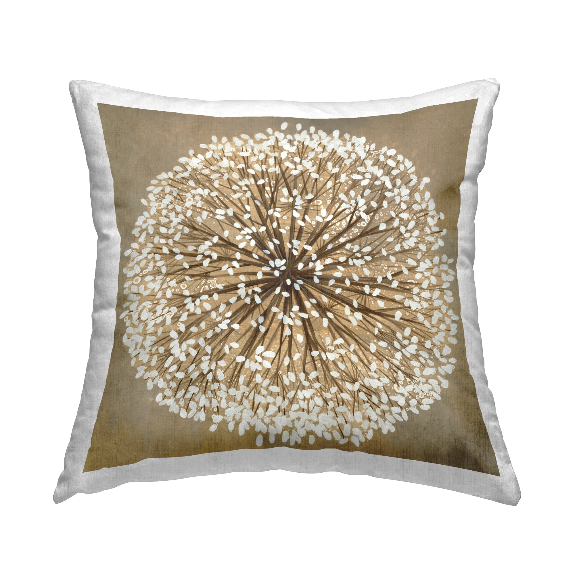 Stupell Industries Modern Tan Dandelion Square Decorative Printed Throw Pillow, 18 x 18