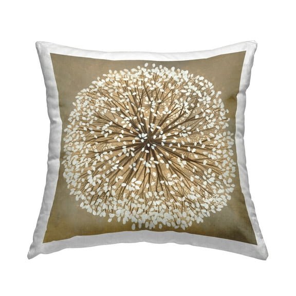 Stupell Industries Modern Tan Dandelion Square Decorative Printed Throw Pillow, 18 x 18