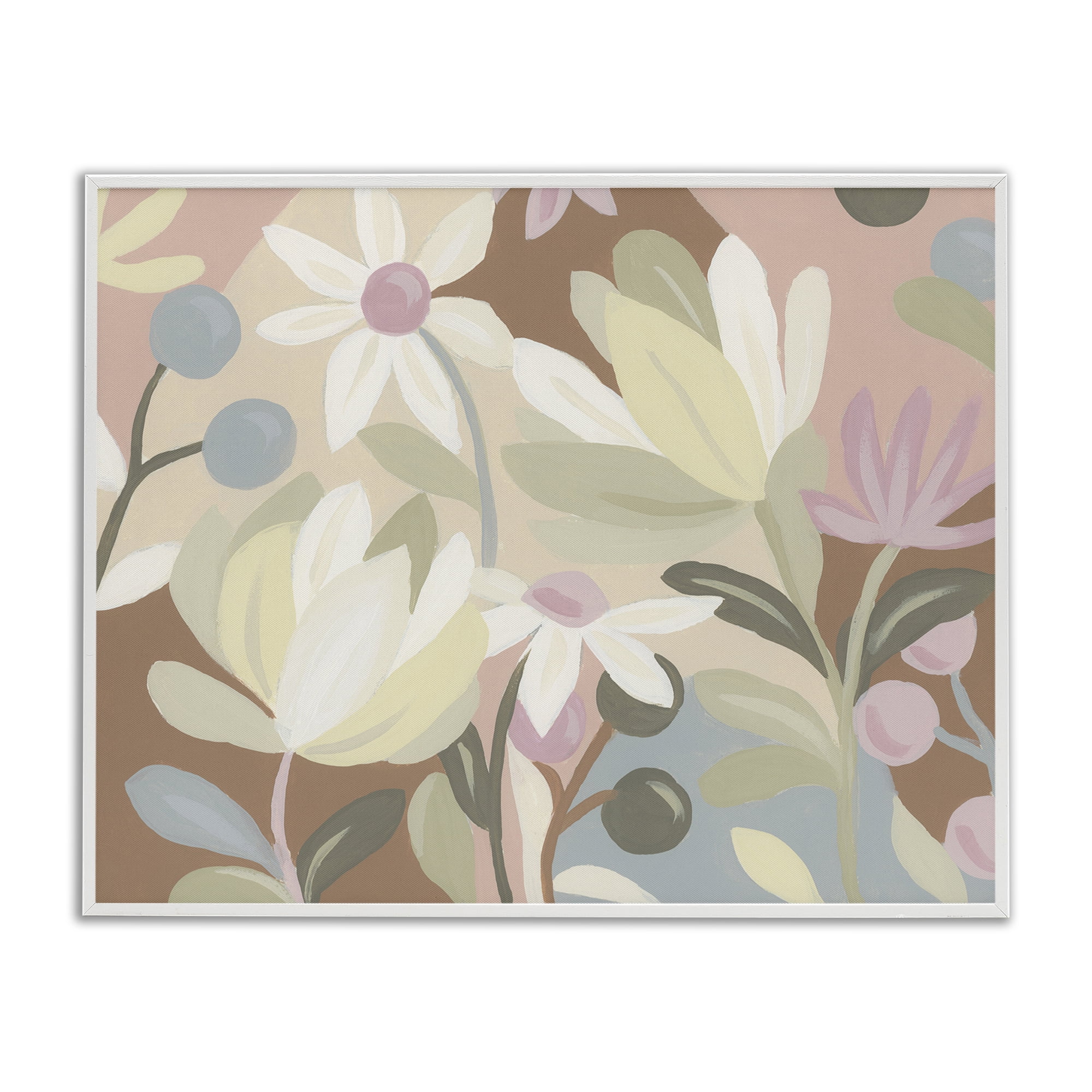 Stupell Industries Modern Tangled Blooms Plants & Flowers Painting White Framed Art Print Wall Art, 20 x 16