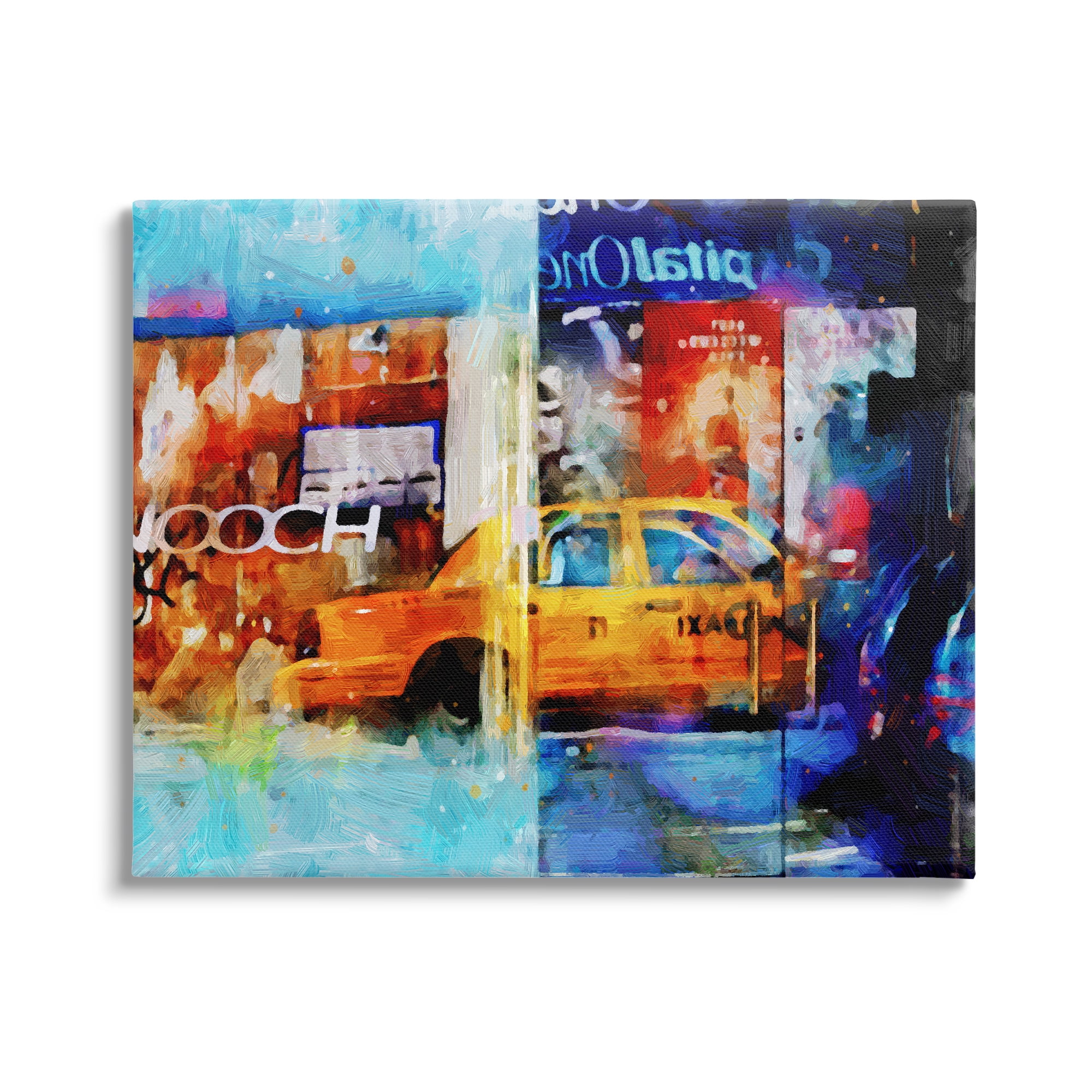 Stupell Industries Modern Taxi Collage Transportation Painting Gallery Wrapped Canvas Print Wall Art, 40 x 30