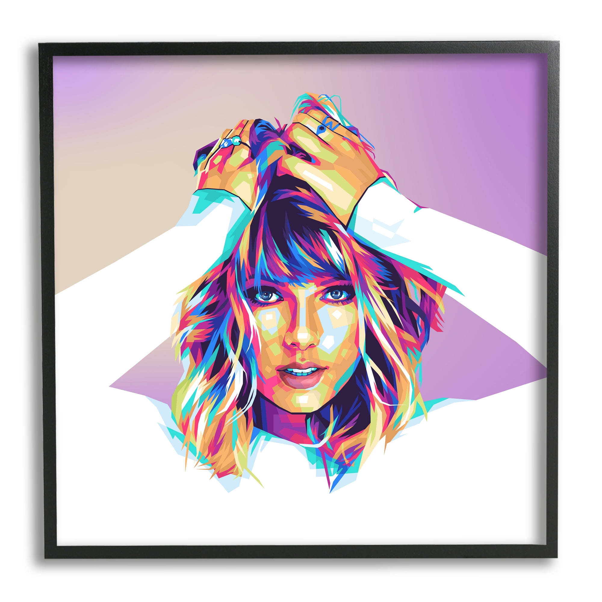 Stupell Industries Modern Taylor Portrait Abstract Painting Black Framed Art Print Wall Art, 12 x 12