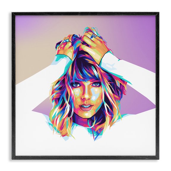Stupell Industries Glam Modern Taylor Portrait Black Framed Giclee Art, 24 x 24, by Birch&Ink