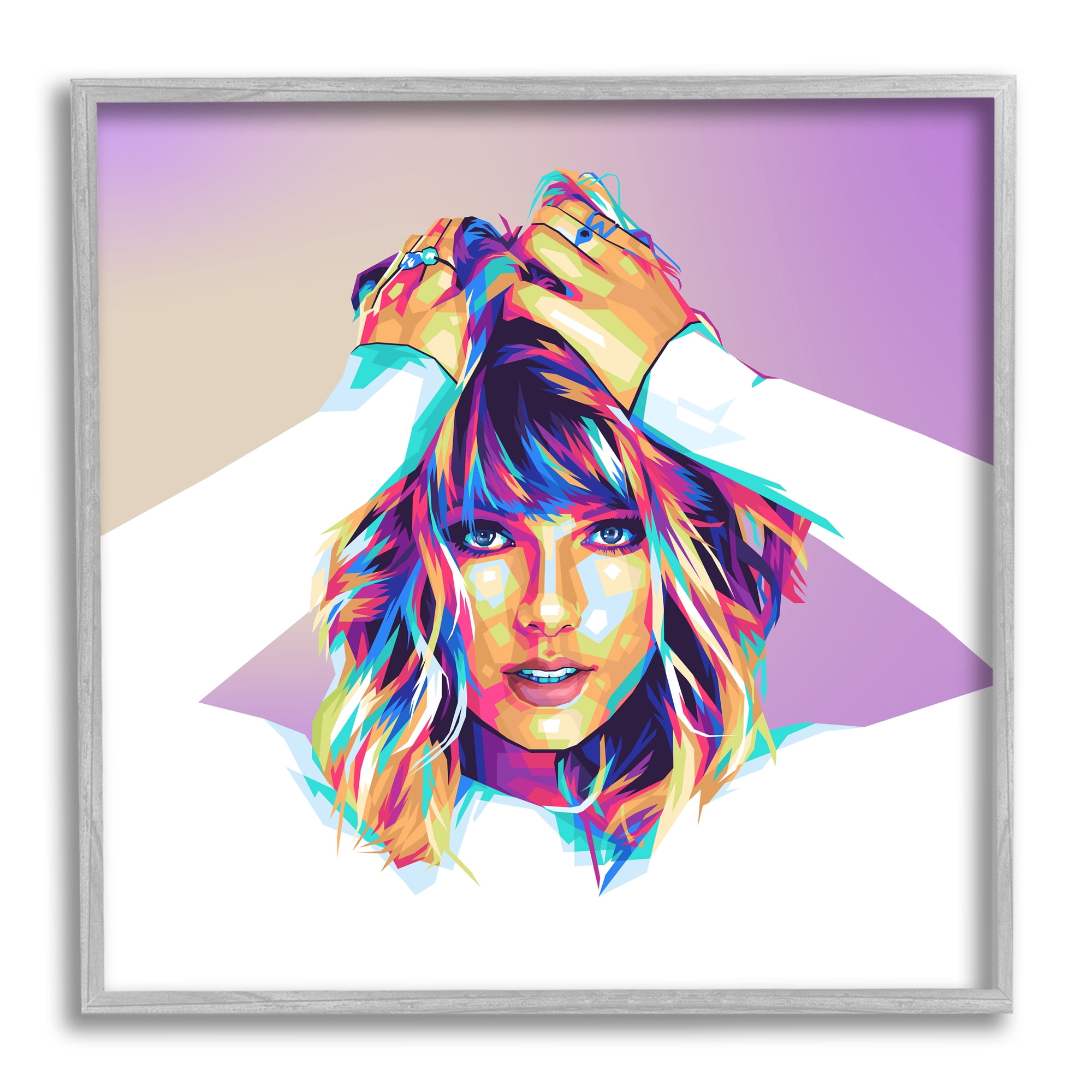 Stupell Industries Modern Taylor Portrait Abstract Painting Gray Framed Art Print Wall Art, 17 x 17