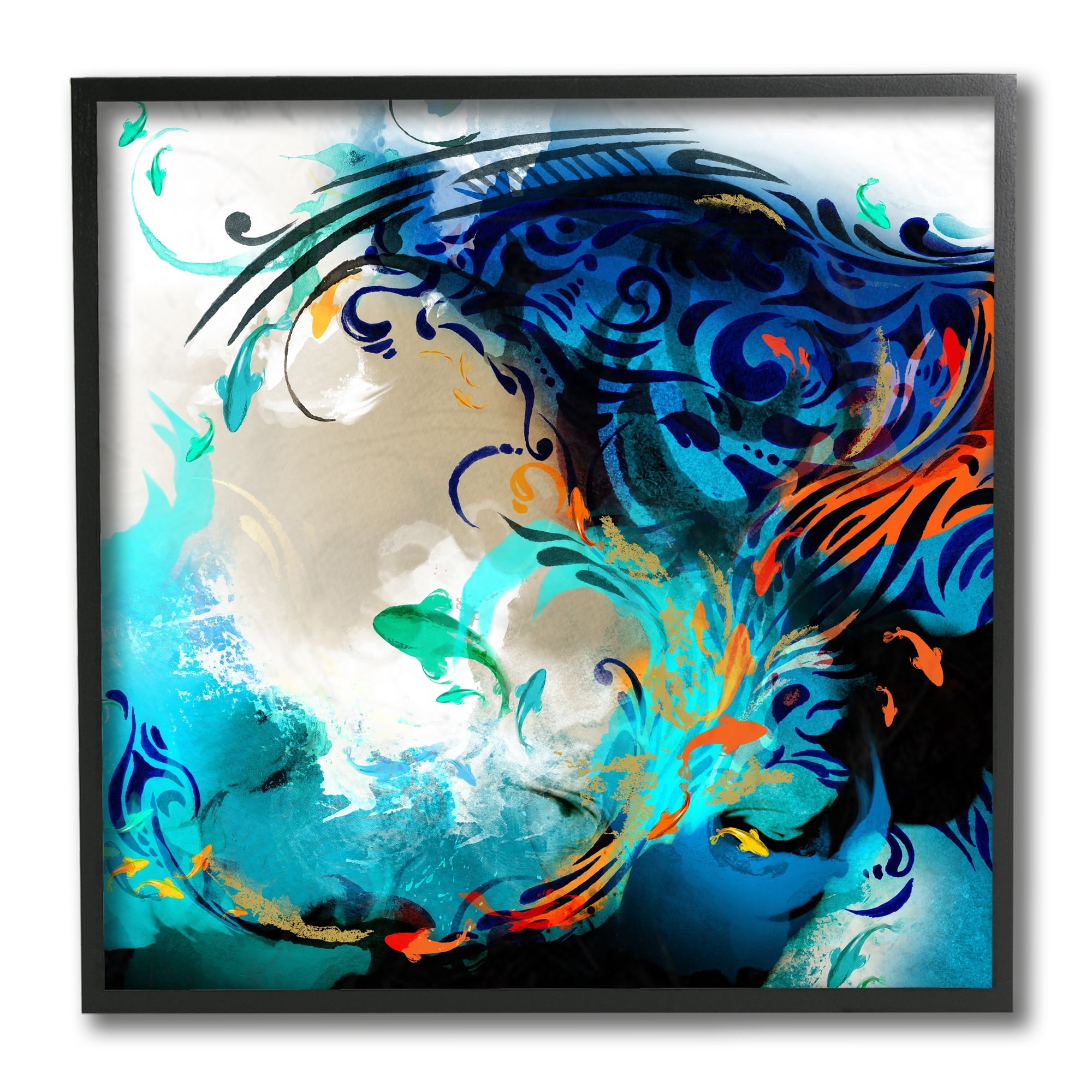 Stupell Industries Modern Tidal Wave Abstract Ocean Vibrant Detail Black Framed, 12 x 12, Design by Helen Abbas
