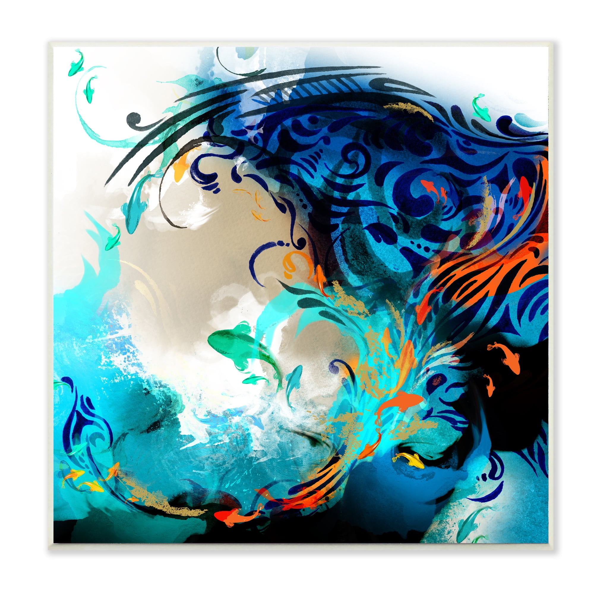 Stupell Industries Modern Tidal Wave Abstract Ocean Vibrant Detail Wall Plaque, 12 x 12, Design by Helen Abbas
