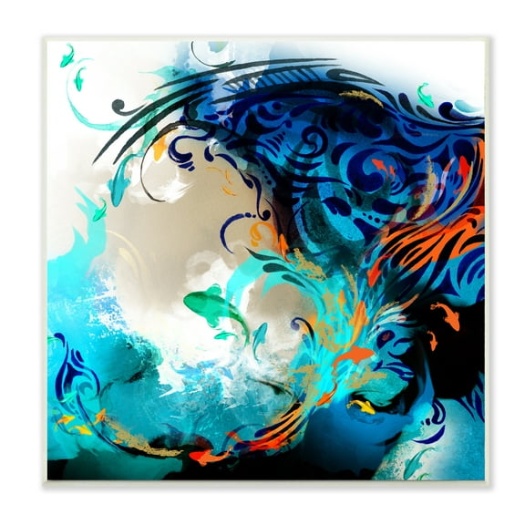 Stupell Industries Modern Tidal Wave Abstract Ocean Vibrant Detail Wall Plaque, 12 x 12, Design by Helen Abbas