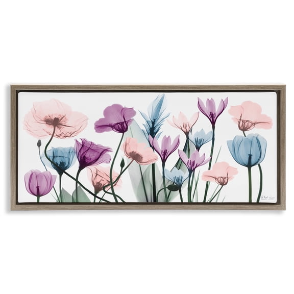 Stupell Industries Contemporary Modern Translucent Pastel Tulips Brown Floating Frame Canvas Art, 25 x 11, by Albert Koetsier