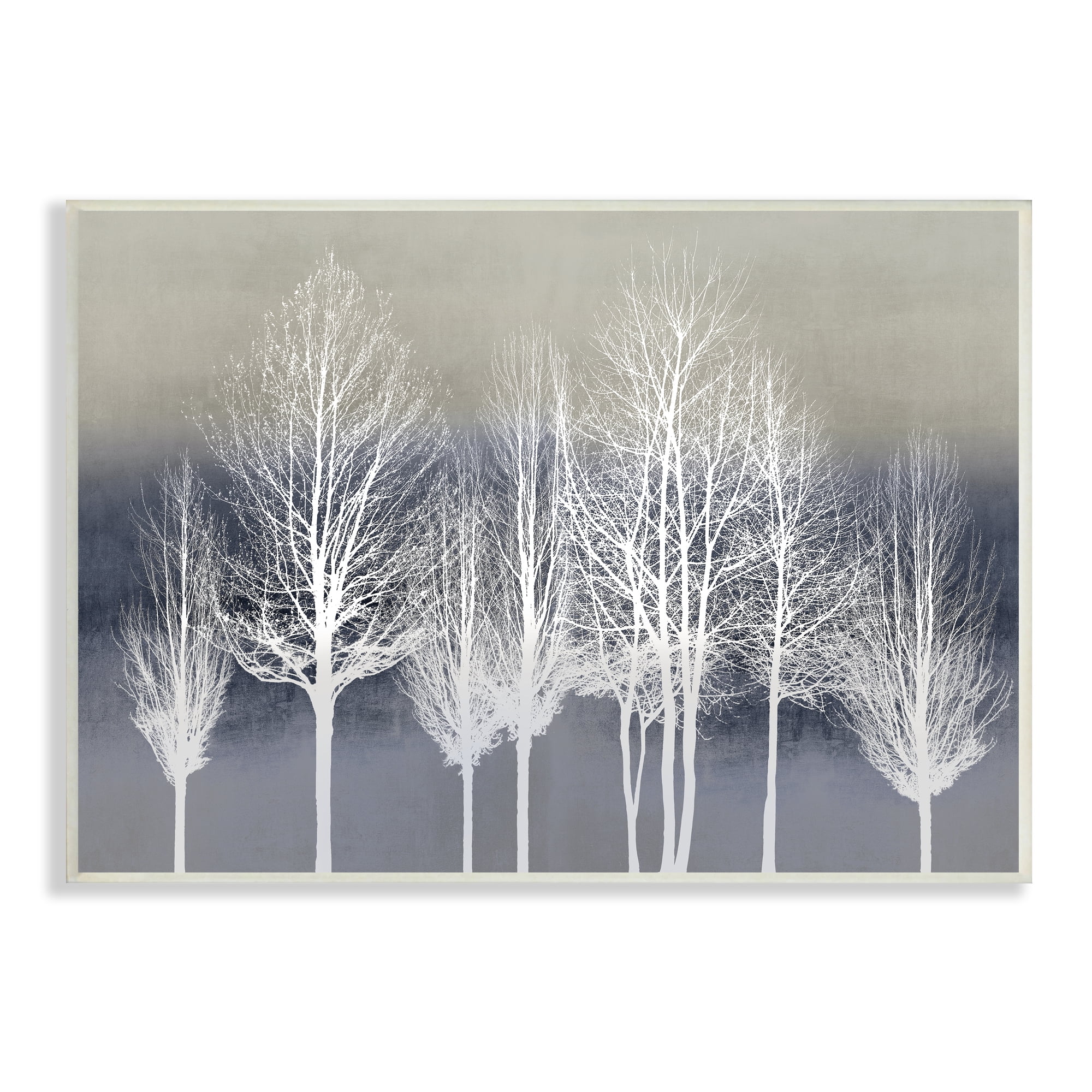 Stupell Industries Modern Tree Forest Winter Landscape over Pattern, 13 x 19, Designed by Kate Bennett