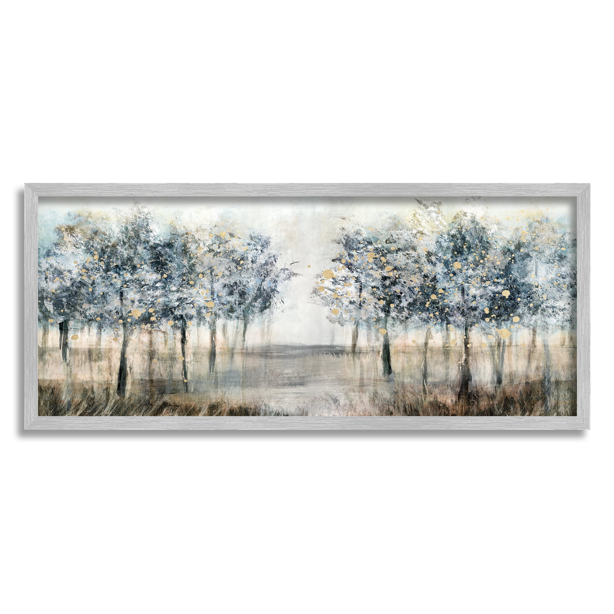 Gray Framed Modern Tree Grove Canvas Print, 24" x 10"