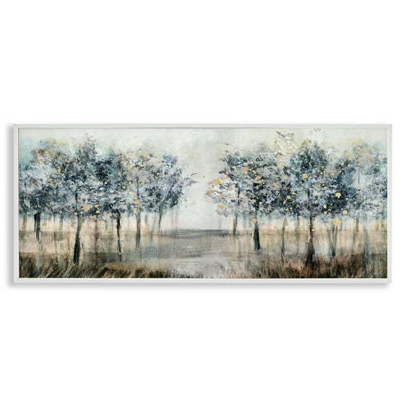 Modern Tree Grove White Framed Giclee Art, 30 x 13, Made In USA