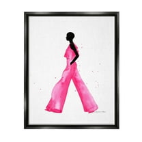 Stupell Industries Modern Trendy Girl Beauty & Fashion Painting Black Floater Framed Art Print Wall Art, 17 x 21
