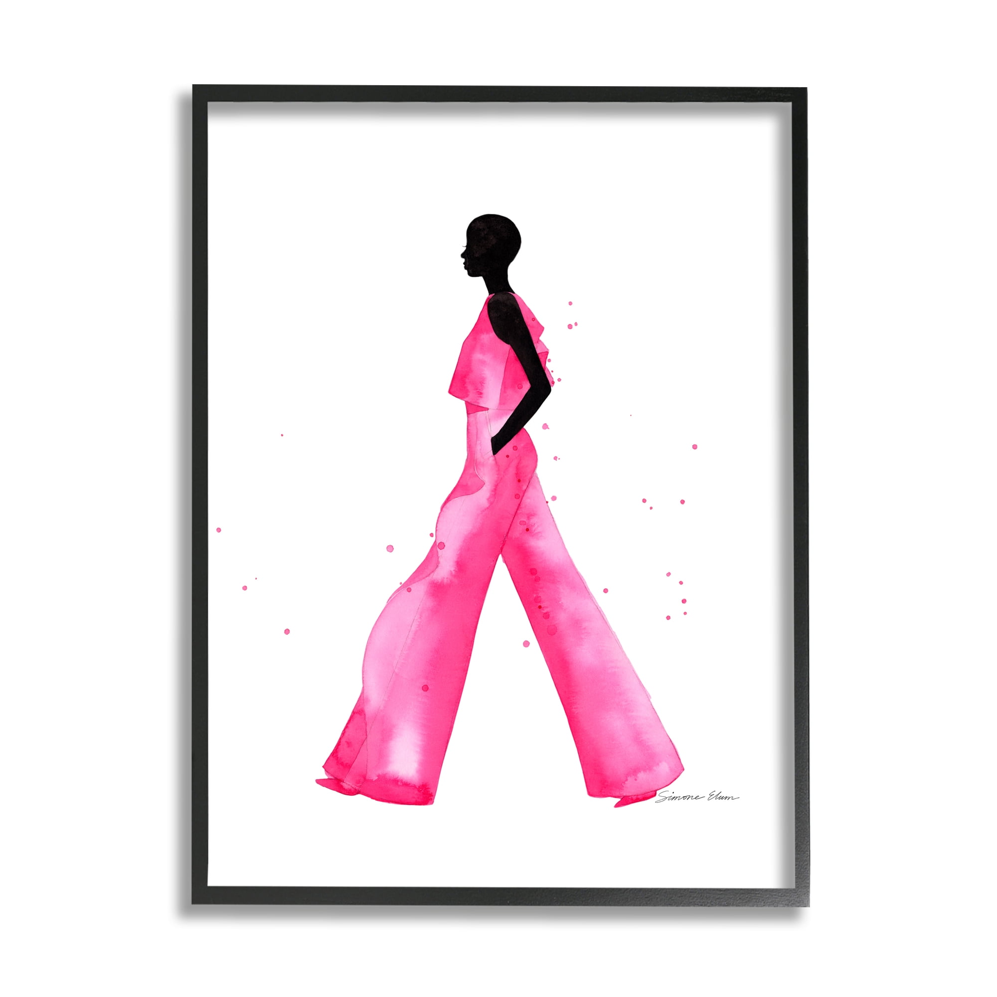 Stupell Industries Modern Trendy Girl Beauty & Fashion Painting Black Framed Art Print Wall Art, 16 x 20
