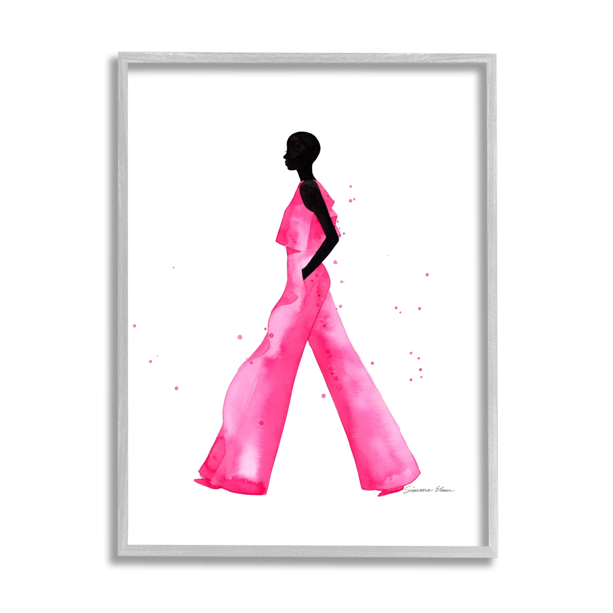Stupell Industries Modern Trendy Girl Beauty & Fashion Painting Gray Framed Art Print Wall Art, 24 x 30