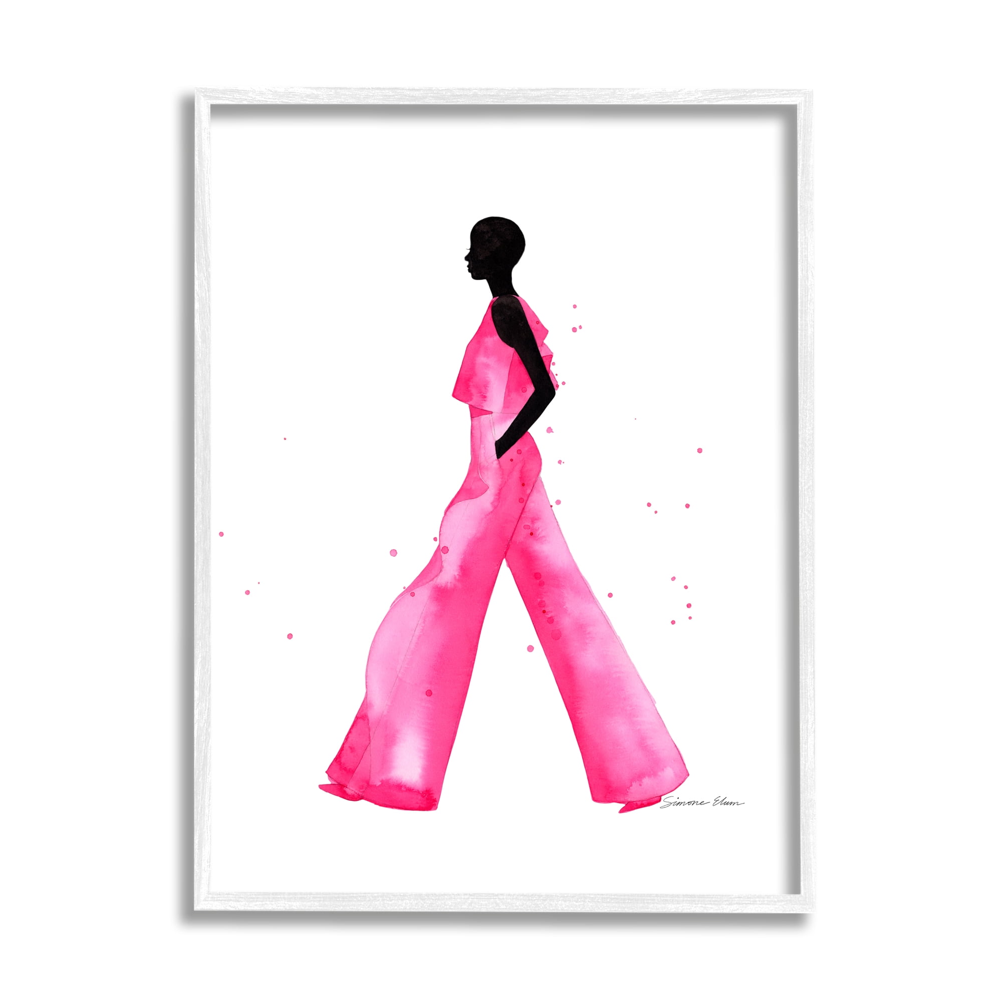 Stupell Industries Modern Trendy Girl Beauty & Fashion Painting White Framed Art Print Wall Art, 24 x 30