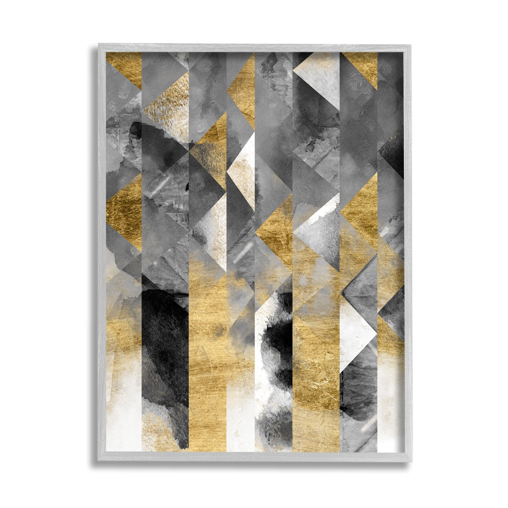 Stupell Industries Modern Triangular Stripes Sharp Geometric Pattern Abstract Painting Gray Framed Art Print Wall Art, 24 x 30