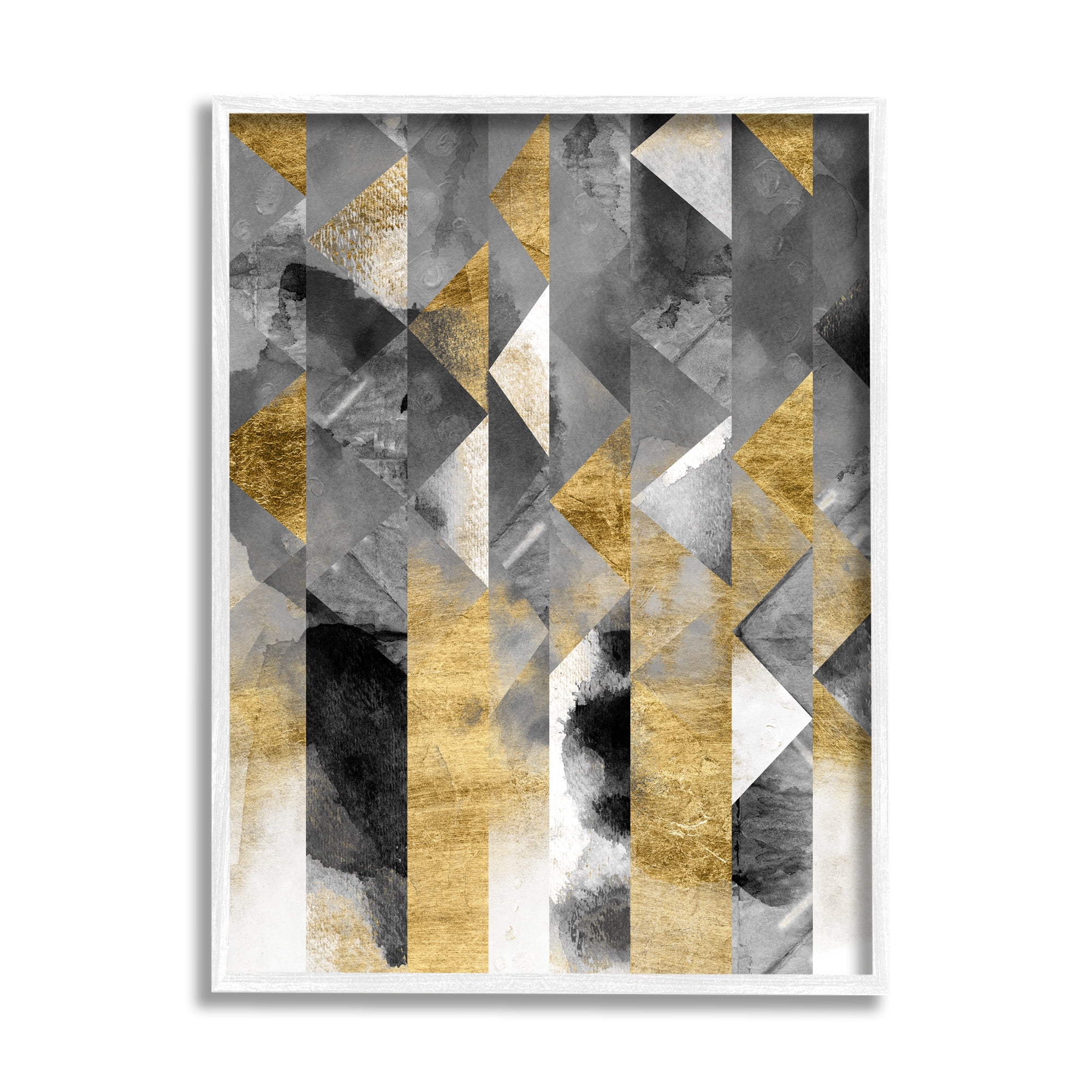Stupell Industries Modern Triangular Stripes Sharp Geometric Pattern Abstract Painting White Framed Art Print Wall Art, 24 x 30