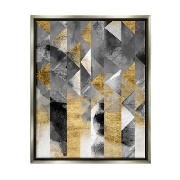 Stupell Industries Modern Triangular Stripes Sharp Geometric Pattern Luster Gray Framed Floating Canvas Wall Art, 24x30, by Chariklia Zarris