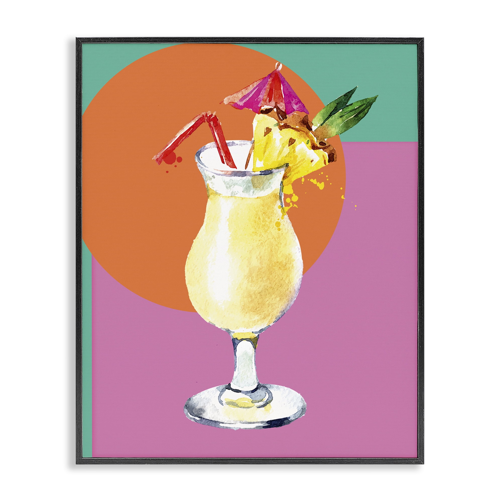 Stupell Industries Modern Tropical Cocktail Food & Beverage Painting Black Framed Art Print Wall Art, 16 x 20