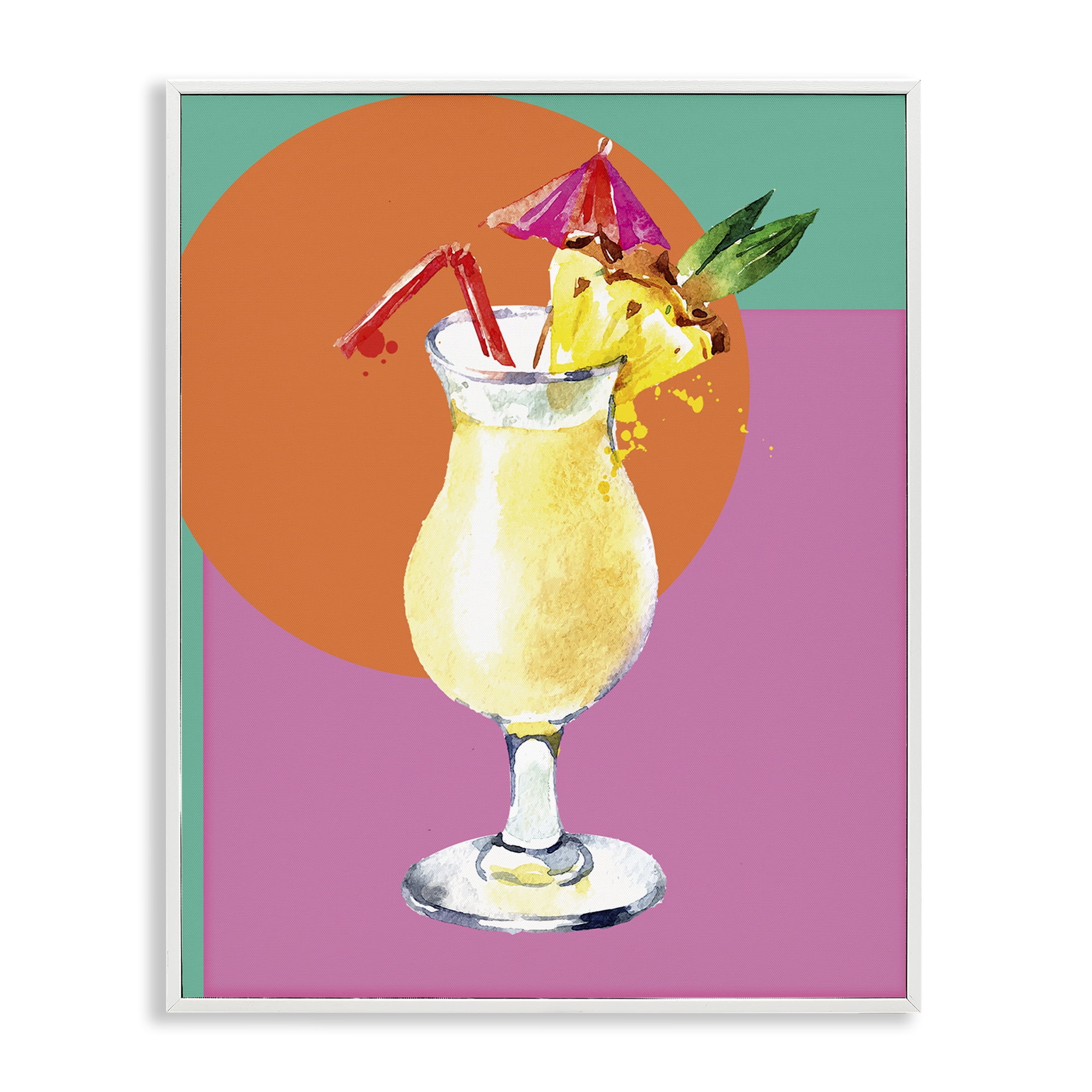 Stupell Industries Modern Tropical Cocktail Food & Beverage Painting White Framed Art Print Wall Art, 16 x 20
