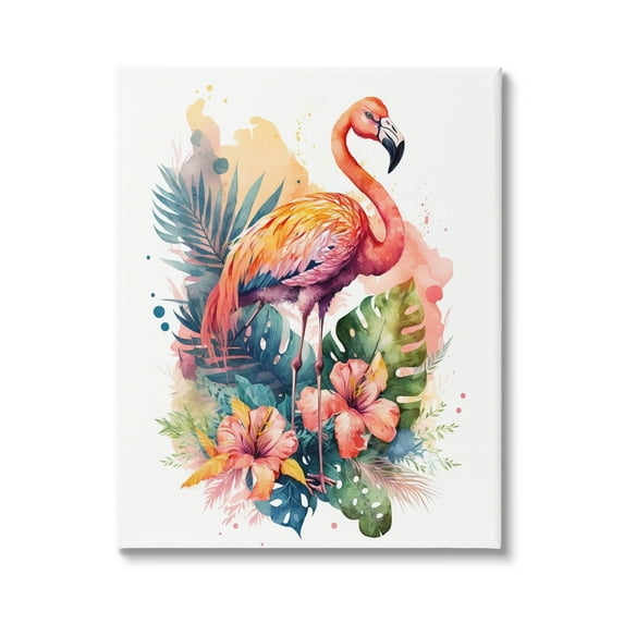 Stupell Industries Modern Tropical Flamingo Animals & Insects Painting Gallery Wrapped Canvas Art Print Wall Art, 24 x 30