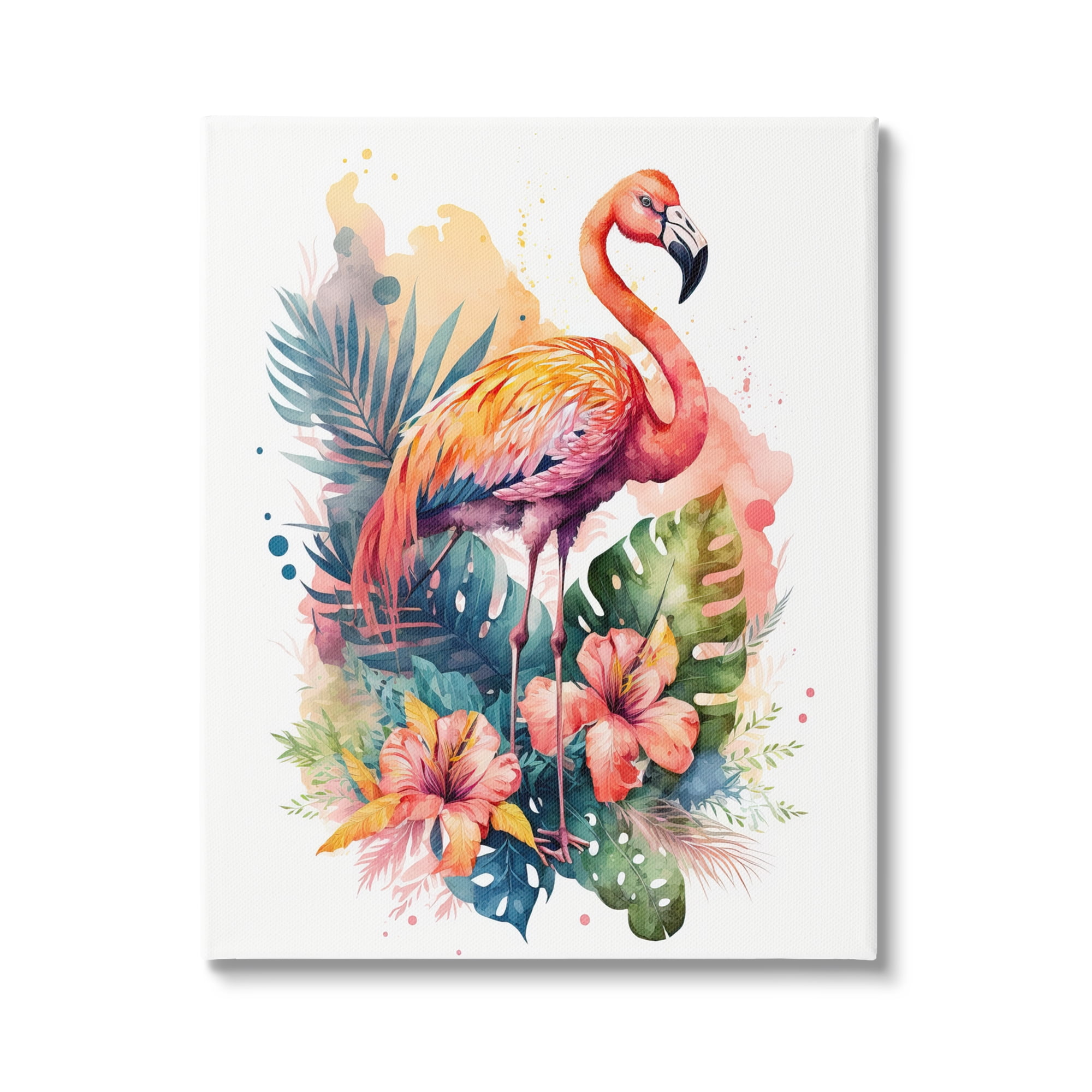 Stupell Industries Modern Tropical Flamingo Animals & Insects Painting Gallery Wrapped Canvas Art Print Wall Art, 36 x 48
