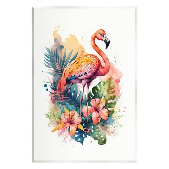 Stupell Industries Modern Tropical Flamingo Animals & Insects Painting Unframed Art Print Wall Art, 13 x 19