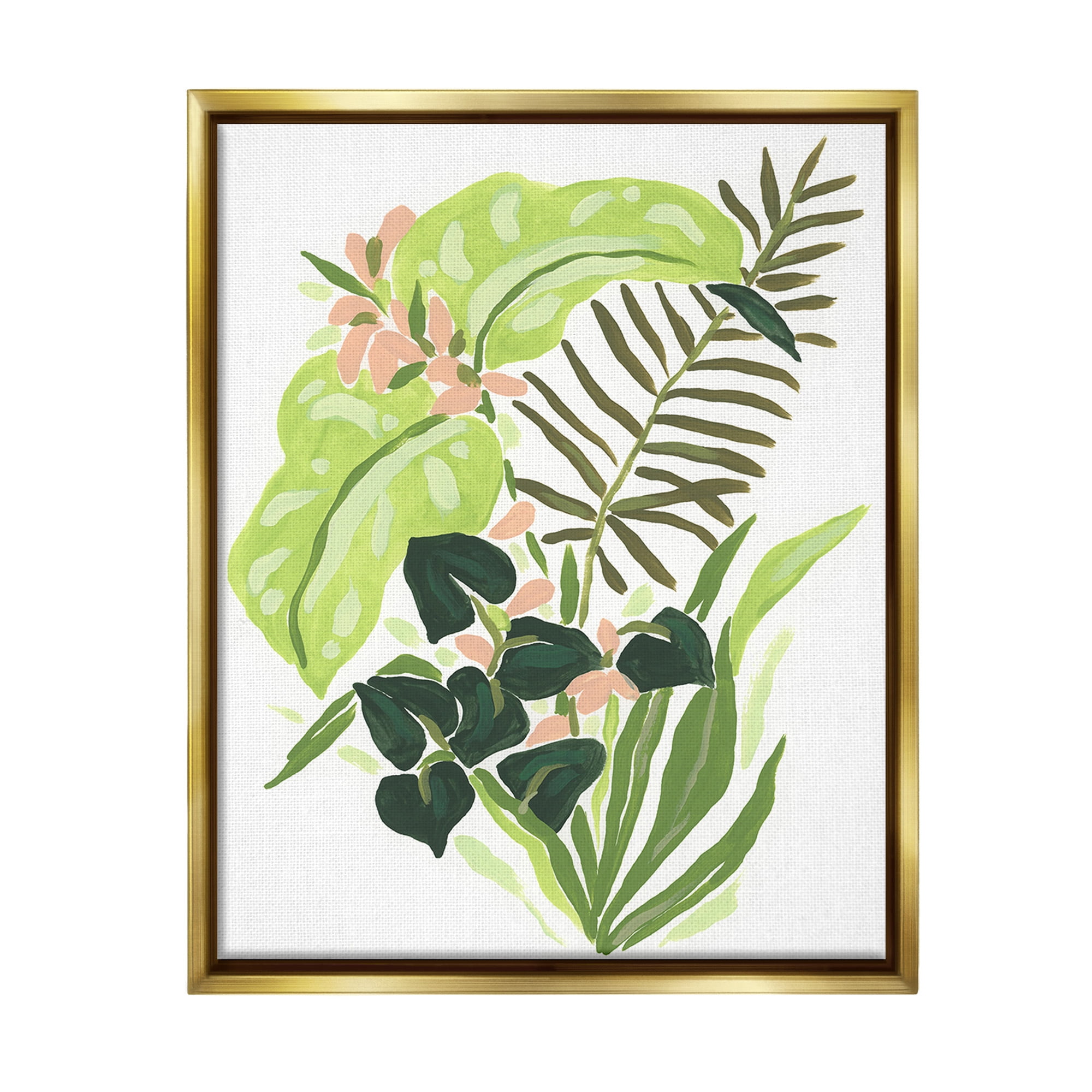 Stupell Industries Modern Tropical Herbs Botanical & Floral Painting Gold Floater Framed Canvas Art Print Wall Art, 25 x 31