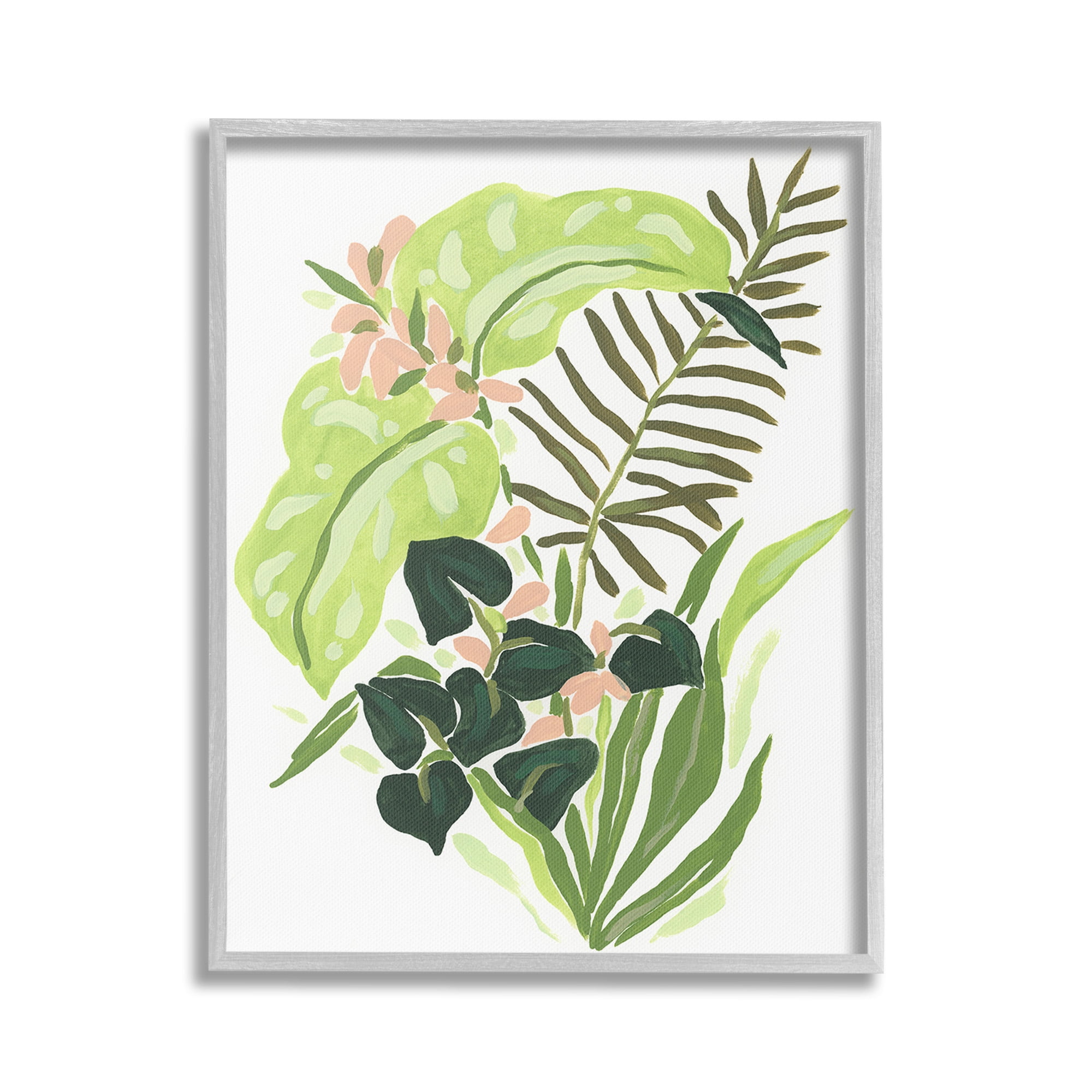 Stupell Industries Modern Tropical Herbs Botanical & Floral Painting Gray Framed Art Print Wall Art, 24 x 30