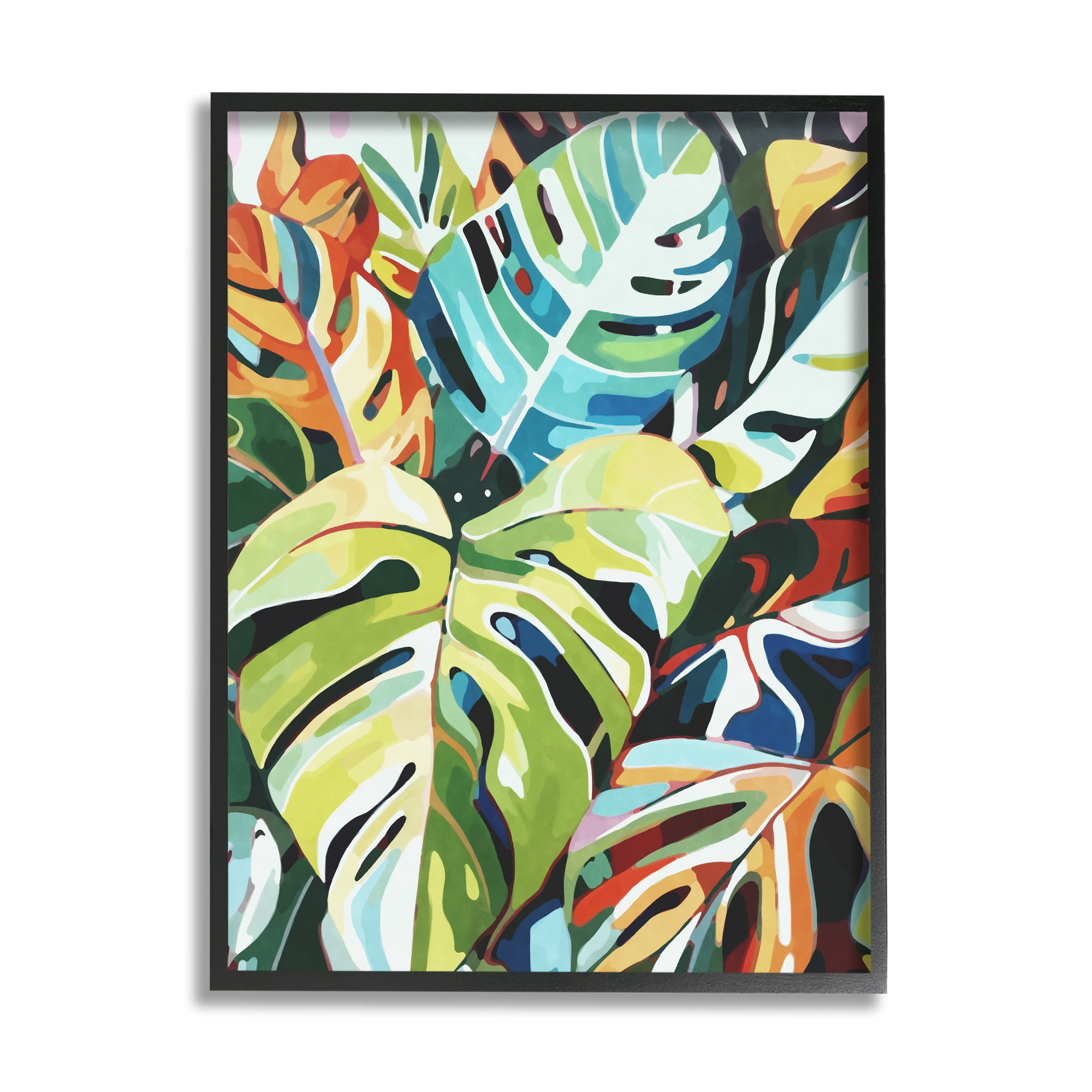 Stupell Industries Modern Tropical Palms Botanical & Floral Painting Black Framed Art Print Wall Art, 11 x 14