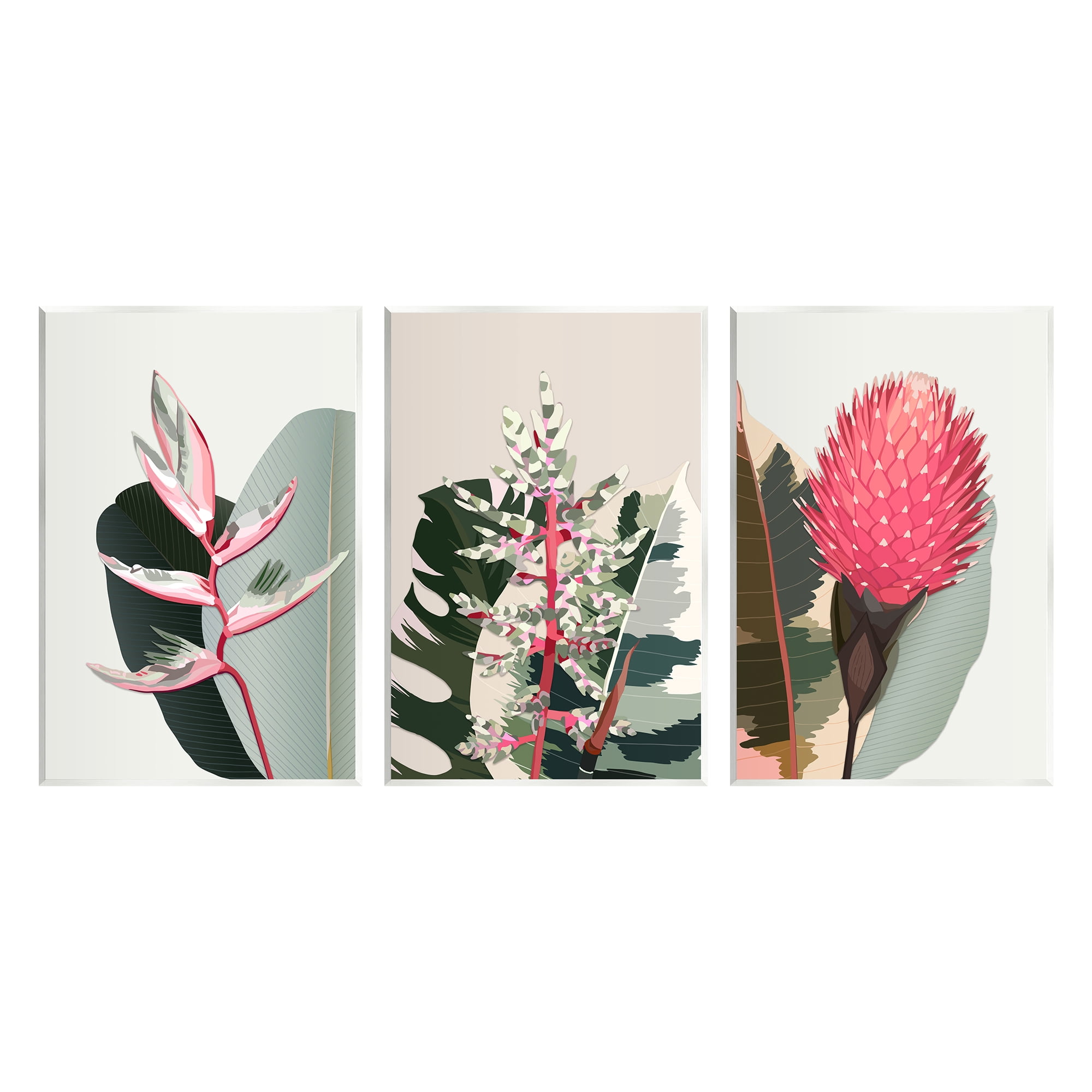 Stupell Industries Modern Tropical Plants Botanical & Floral Painting Unframed Art Print Wall Art, 10 x 15, Set of 3