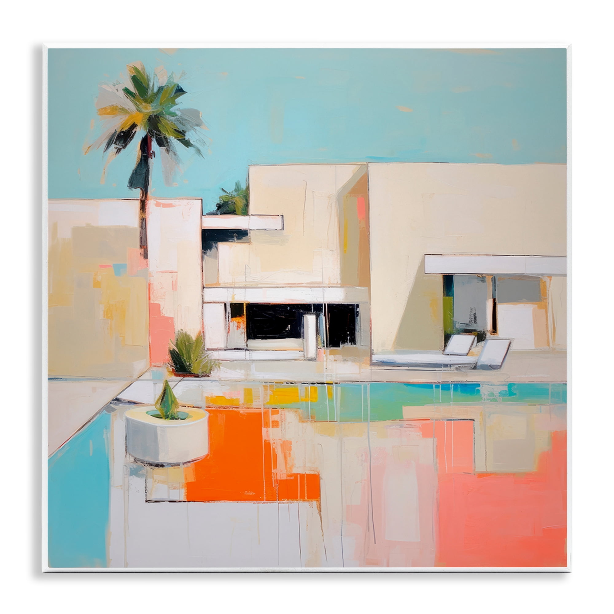 Stupell Industries Modern Tropical Villa Town & City Painting Unframed Art Print Wall Art, 12 x 12