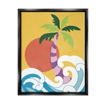 Stupell Industries Modern Tropical Waves Nature Painting Black Floater Framed Art Print Wall Art, 17 x 21