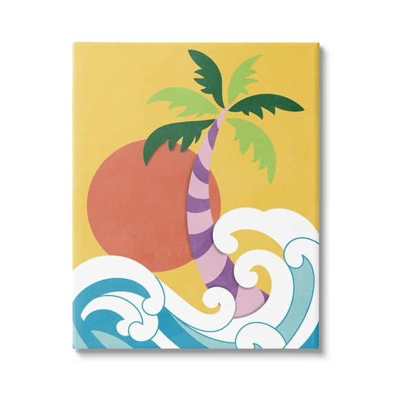 Stupell Industries Modern Tropical Waves Nature Painting Gallery Wrapped Canvas Print Wall Art, 16 x 20
