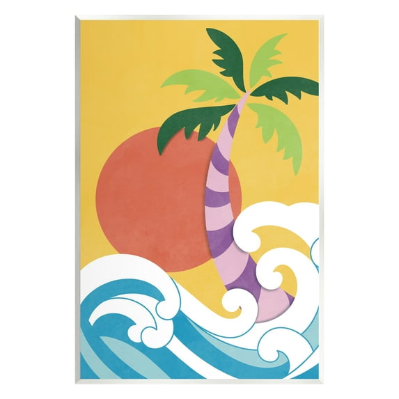 Stupell Industries Modern Tropical Waves Nature Painting Unframed Art Print Wall Art, 13 x 19