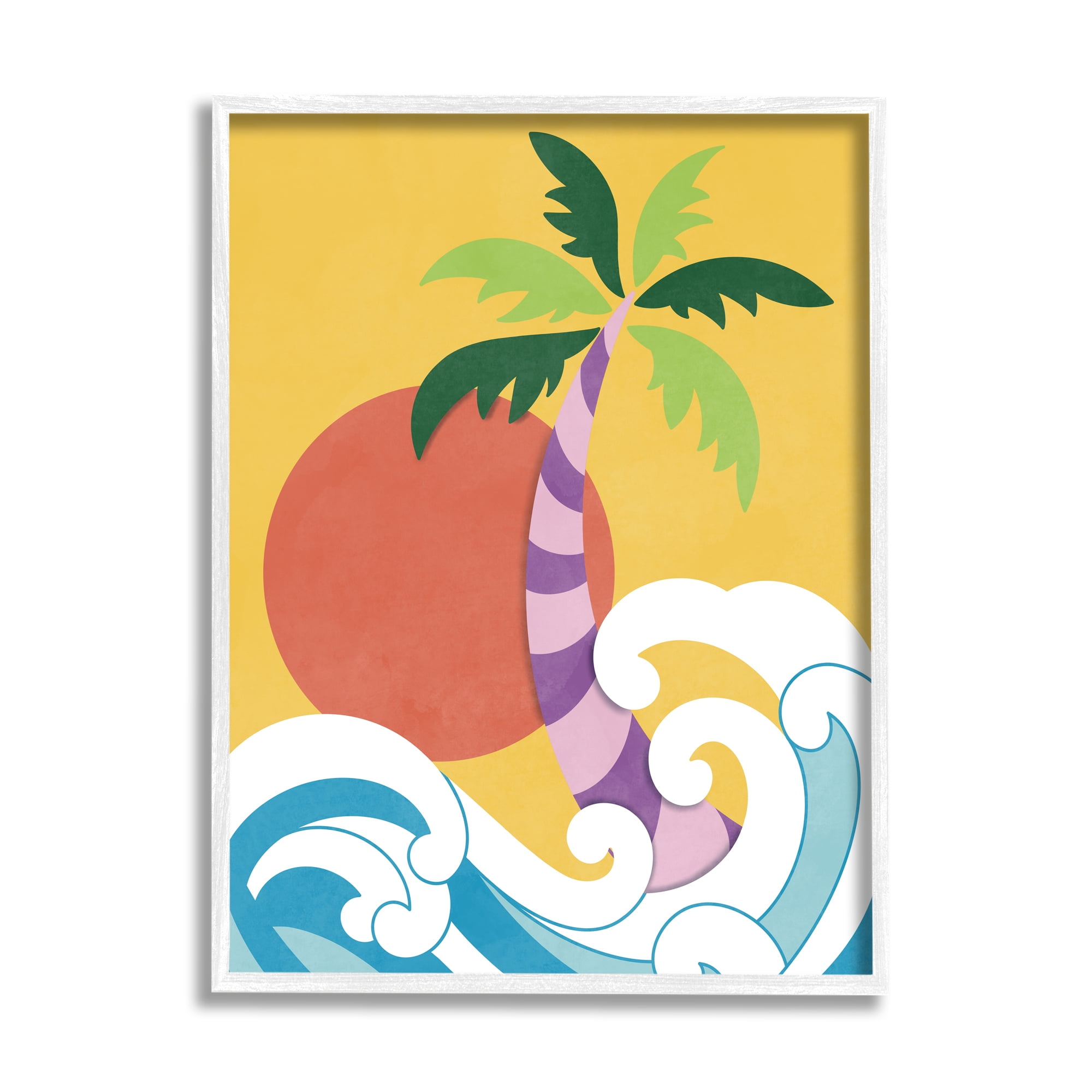 Stupell Industries Modern Tropical Waves Nature Painting White Framed Art Print Wall Art, 24 x 30