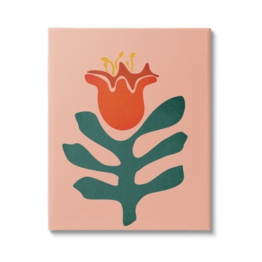 Stupell Industries Modern Tulip Flower Bud Abstract Cutout Shapes Graphic Art Gallery Wrapped Canvas Print Wall Art, Design by JJ Design House LLC