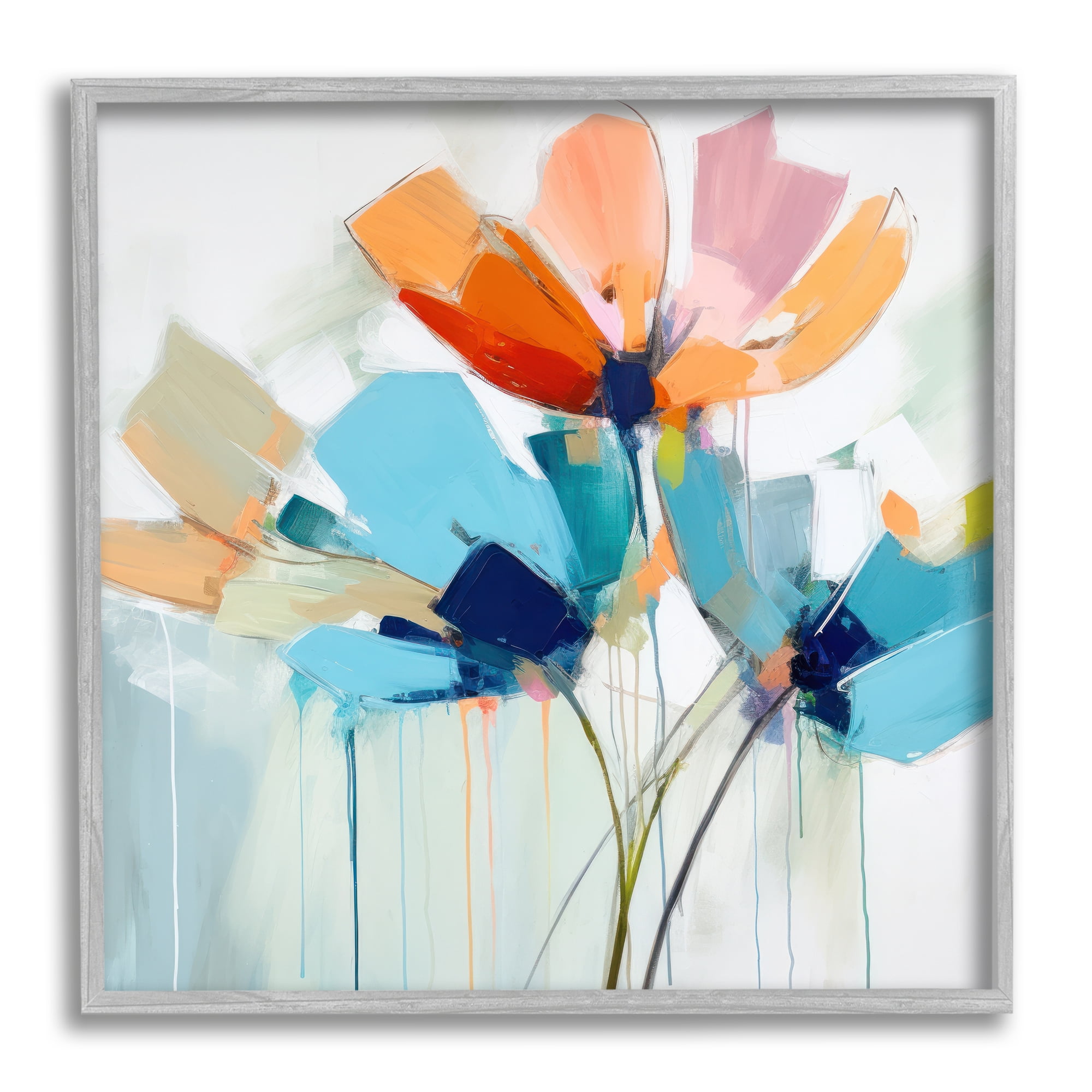 Stupell Industries Modern Tulips Abstraction Abstract Painting Gray Framed Art Print Wall Art, 24 x 24