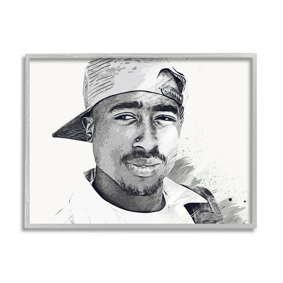 Stupell Industries Modern Tupac Portrait Abstract Pattern Famous Figure, 14 x 11, Design by Birch&Ink