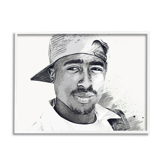 Stupell Industries Modern Tupac Portrait Abstract Pattern Famous Figure, 14 x 11, Design by Birch&Ink