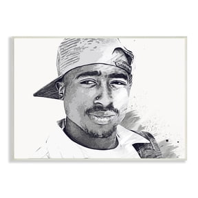Stupell Industries Modern Tupac Portrait Abstract Pattern Famous Figure, 19 x 13, Design by Birch&Ink