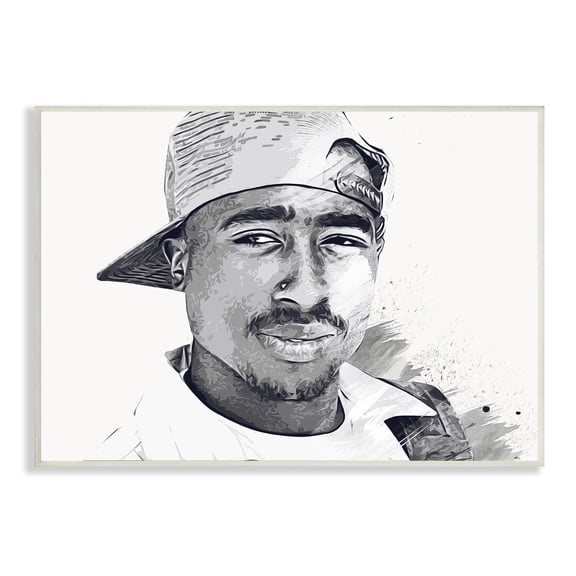 Stupell Industries Modern Tupac Portrait Abstract Pattern Famous Figure, 19 x 13, Design by Birch&Ink