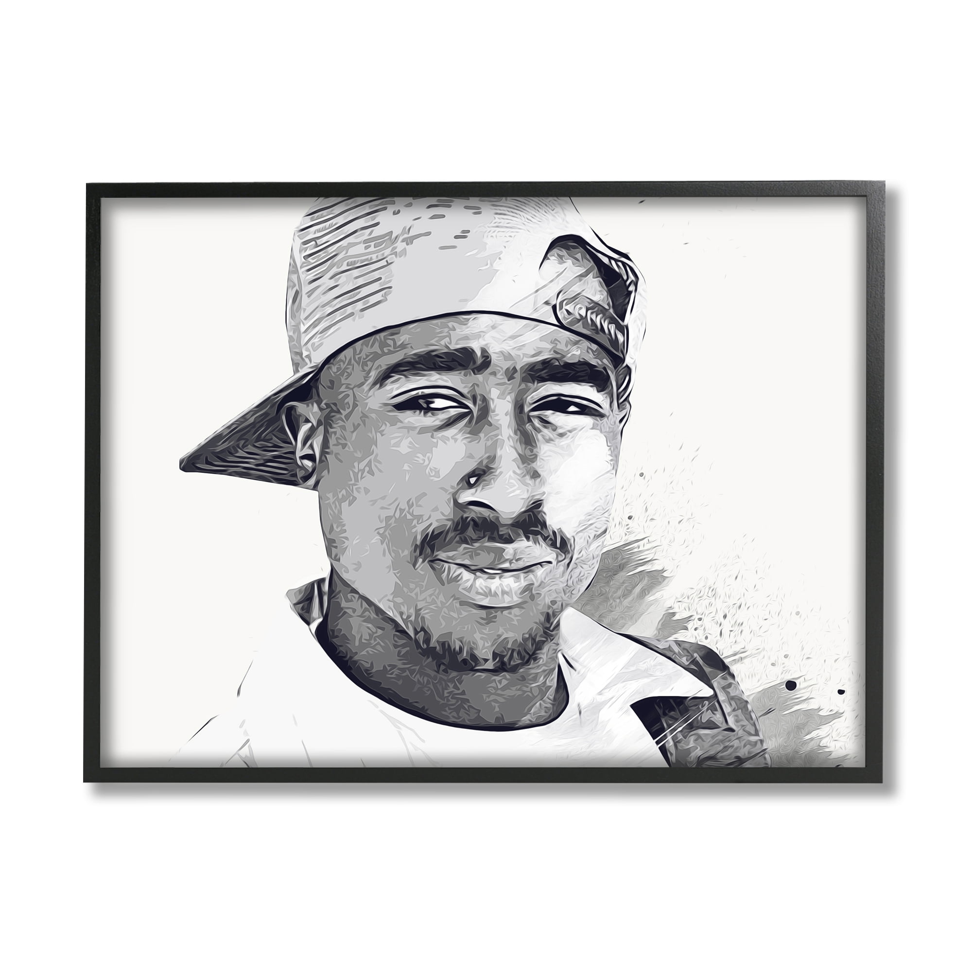 Stupell Industries Modern Tupac Portrait Abstract Pattern Famous Figure, 20 x 16, Design by Birch&Ink